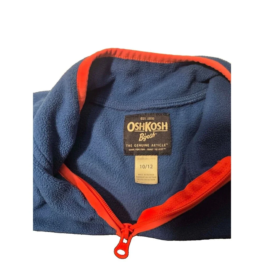 OshKosh Boys  Fleece Pull Over Jacket Sweatshirt Blue Gray Colorblock
